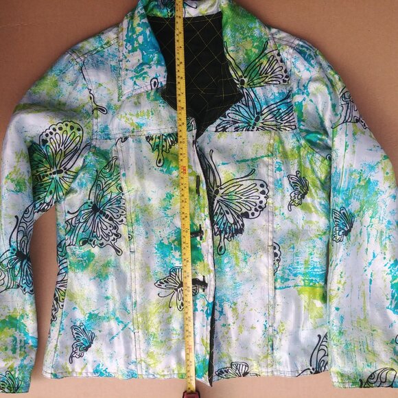Handmade Reversible Jacket Tie Dye Butterfly Black Quilted Approx sz 8 M… - Picture 8 of 12